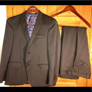Gray Pinstriped Two-Piece Suit Set